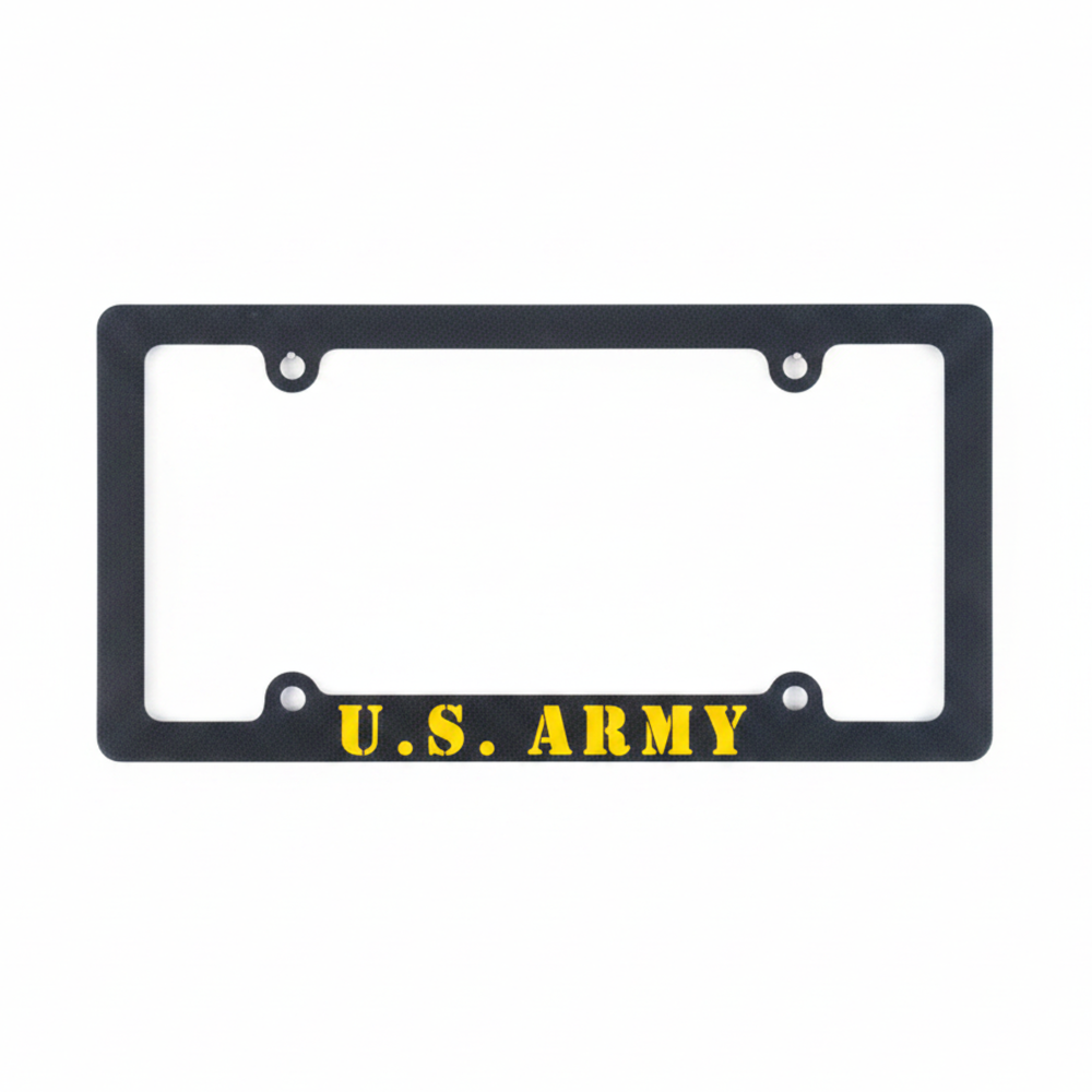United States Army Screen Printed Black Plastic License Plate Frame - Military