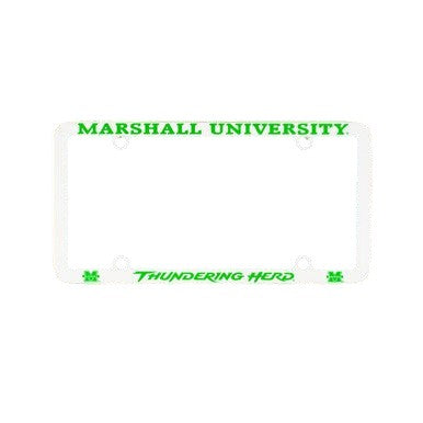 Marshall University Thundering Herd Screen Printed White Plastic License Plate Frame