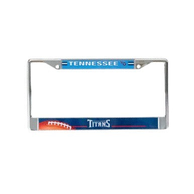Tennessee Titans Chrome License Plate Frame - Football in Lower Left Corner - Metal
