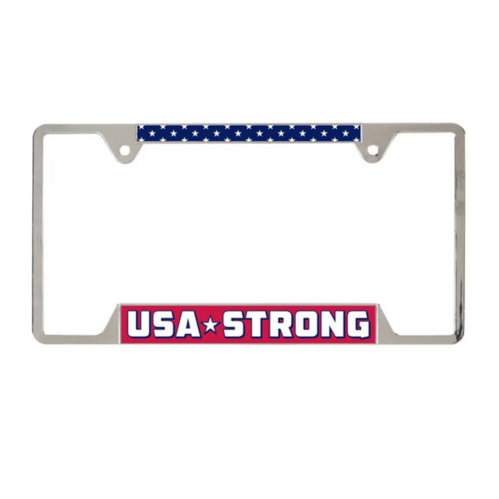 USA Strong Chrome Metal License Plate Frame