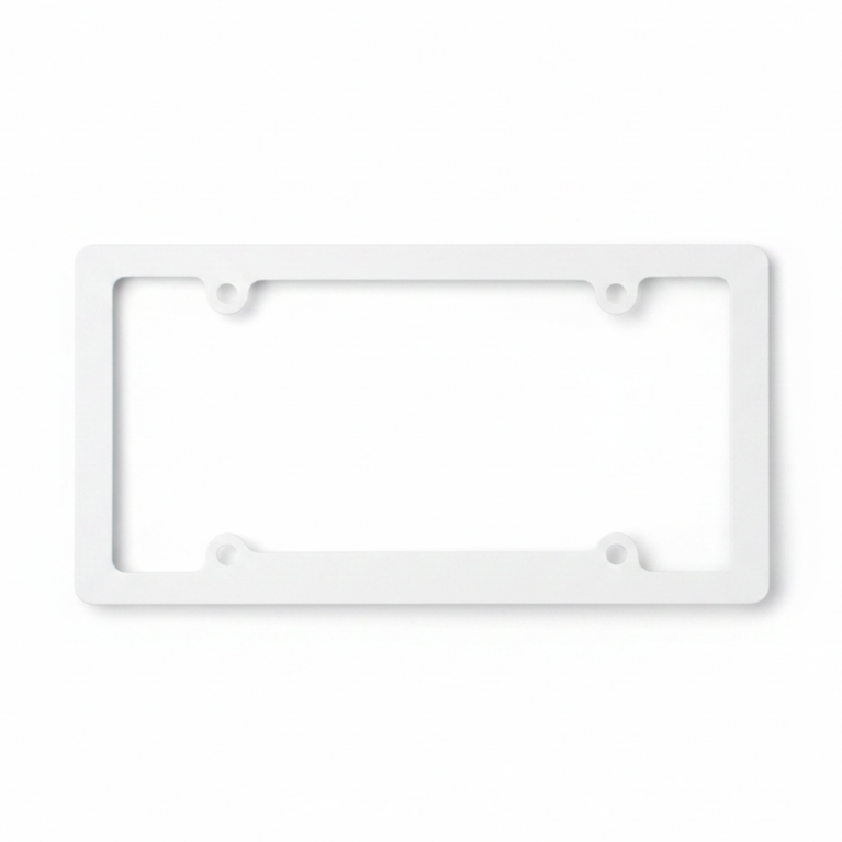 Blank Standard Rim White Plastic License Plate Frame