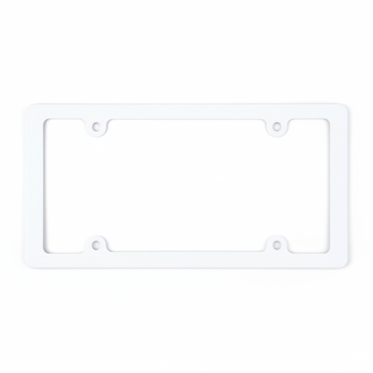 Blank Thin Rim White Plastic License Plate Frame