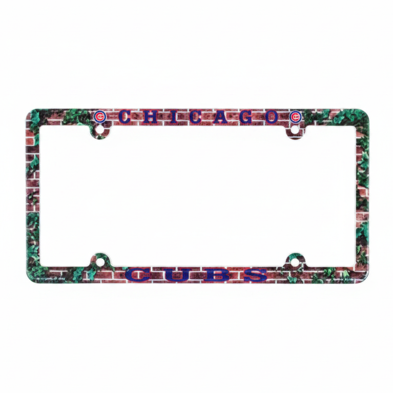 Chicago Cubs Full Color Plastic License Plate Frame W/Brick Background