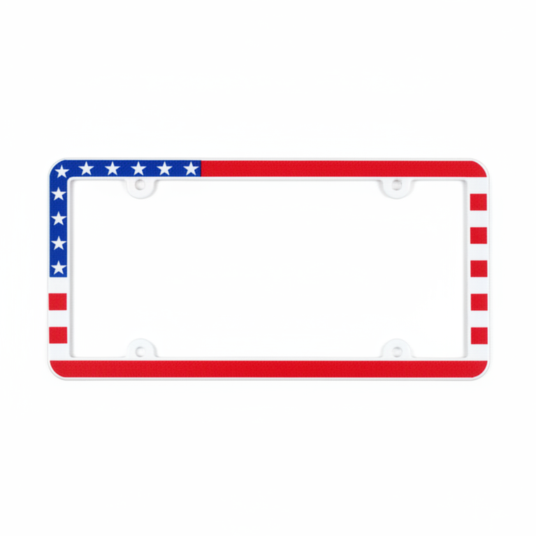 USA Flag Screen Printed Plastic License Plate Frame