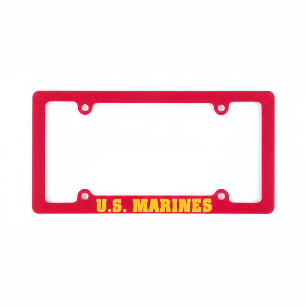 United States Marines Screen Printed Red Plastic License Plate Frame - Military