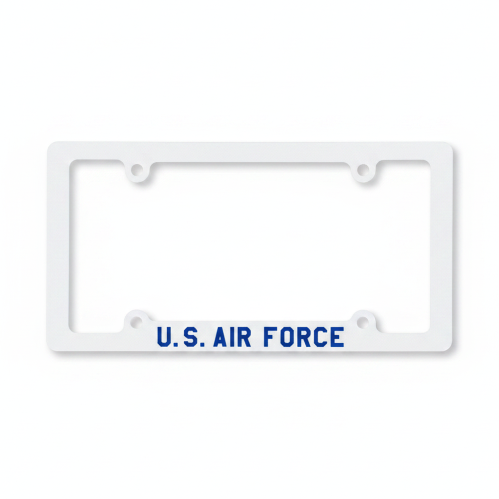 United States Air Force Screen Printed White Plastic License Plate Frame - Military