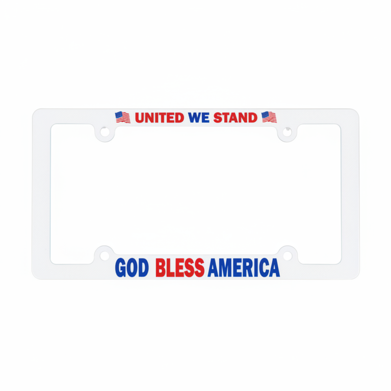 United We Stand - God Bless America Screen Printed License Plate Frame